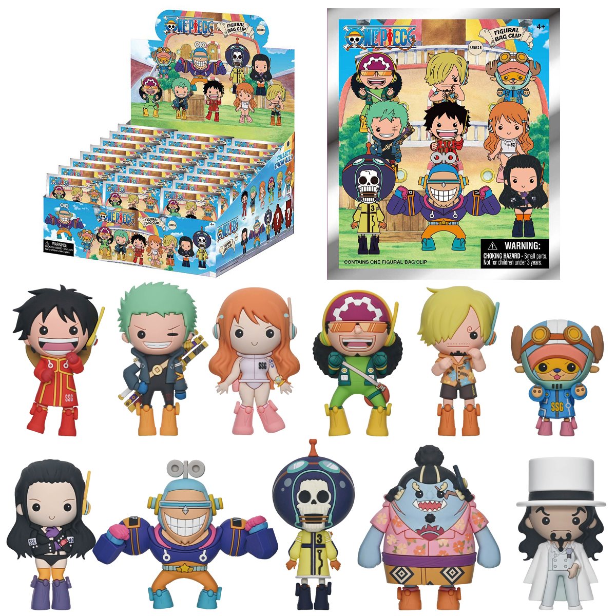 One Piece Series 6 3D Foam Bag Clip Random 6-Pack