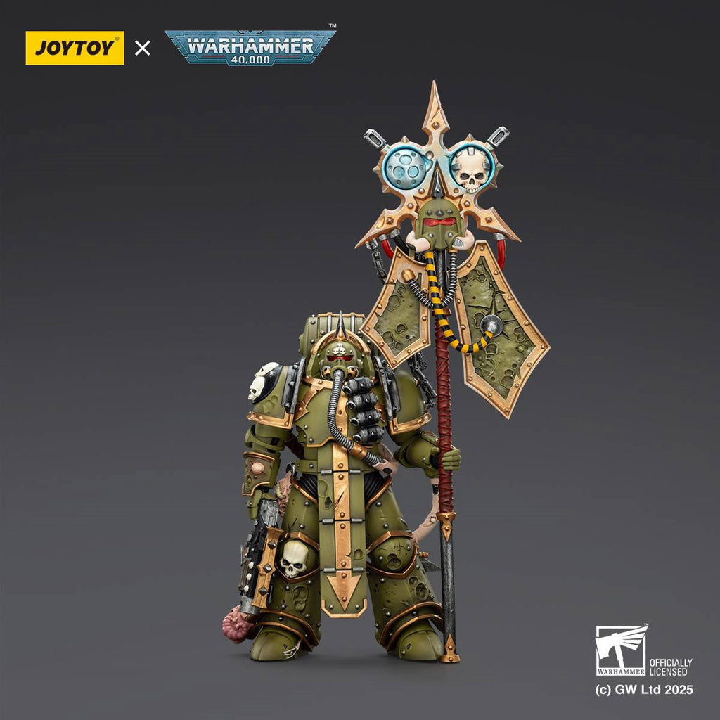Joy Toy Warhammer 40,000 Death Guard Plague Marine lcon Bearer with Boltgun and Plague Knife 1:18 Scale Action Figure