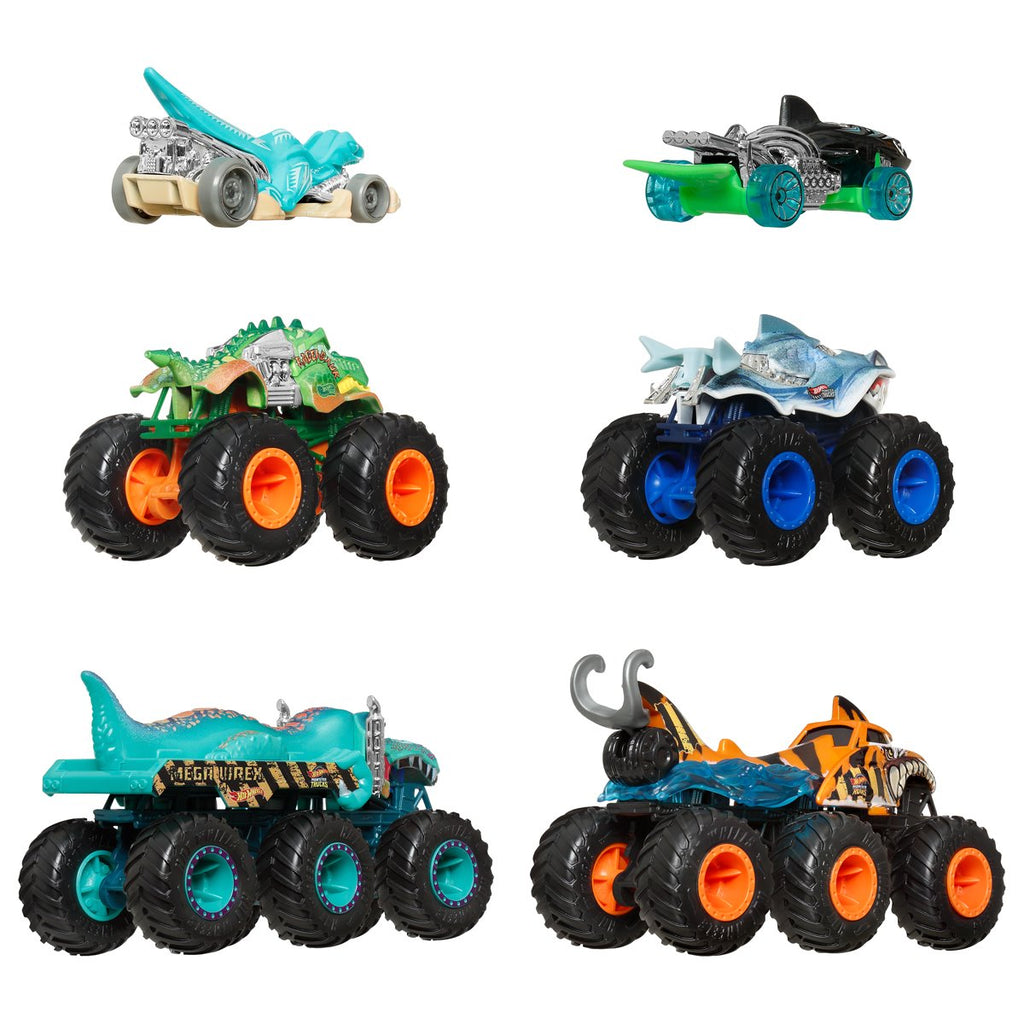 Hot Wheels Monster Trucks Sharks vs. Dinos Vehicle Multipack