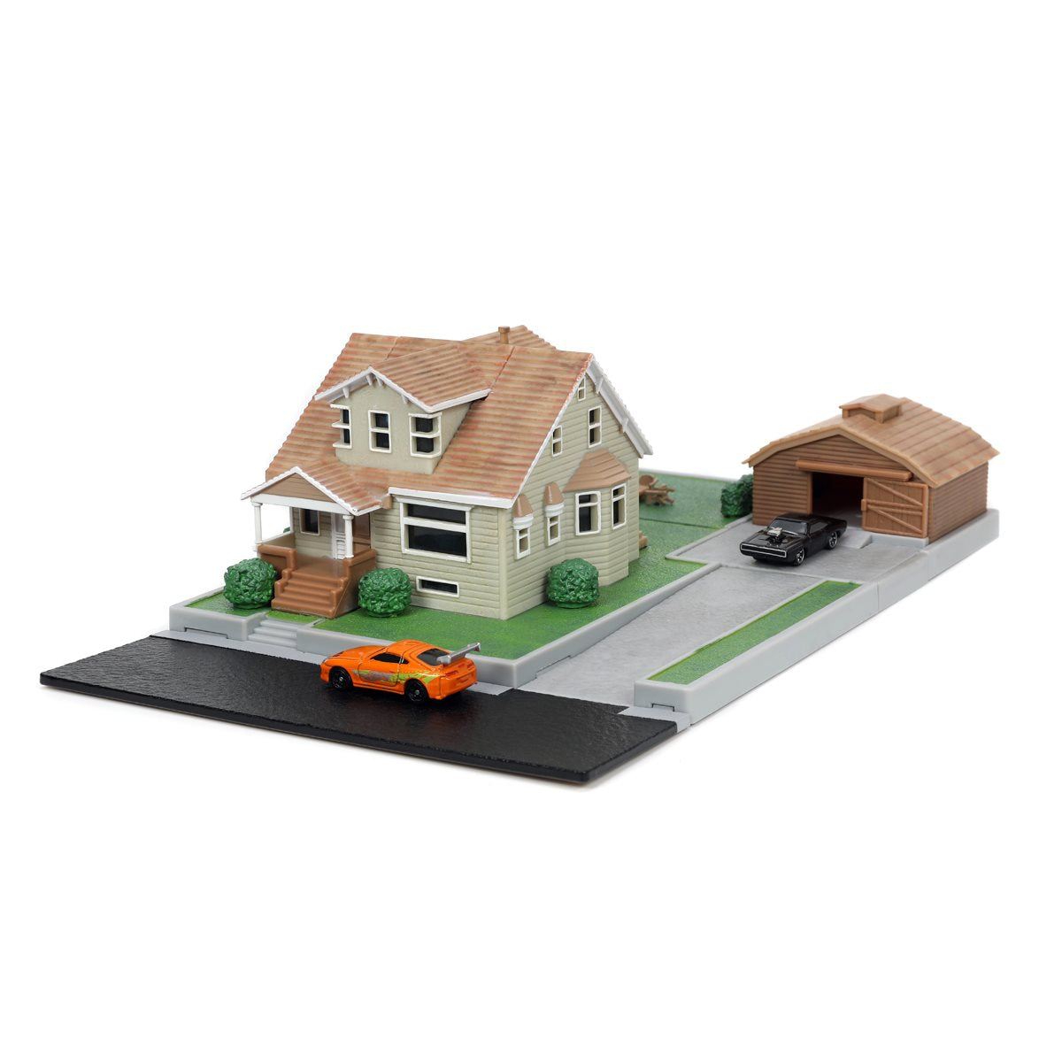 Fast and Furious Nano Scene Hollywood Rides Dom Torretto's House and Die-Cast Metal Vehicle Playset