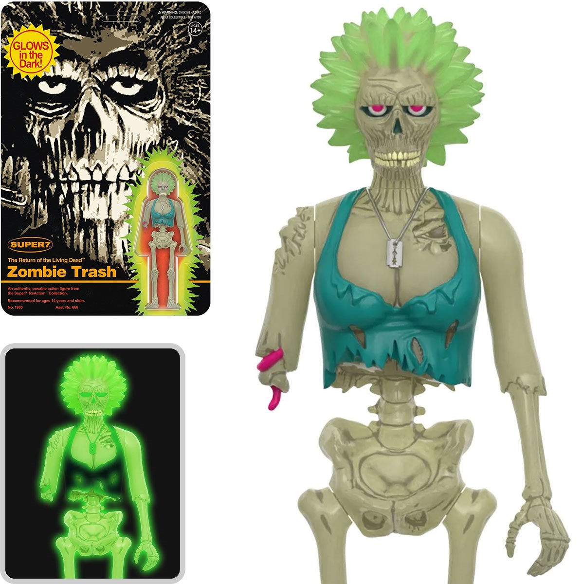 Return of the Living Dead Zombie Trash (Monster Glow in the Dark) 3 3/4-Inch ReAction Figure