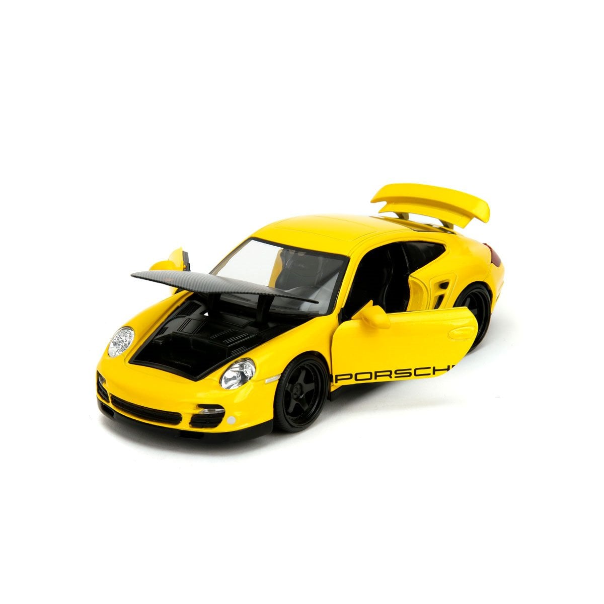 Hyper-Spec 2007 Porsche 911 Turbo 997 Yellow 1:24 Scale Die-Cast Metal Vehicle
