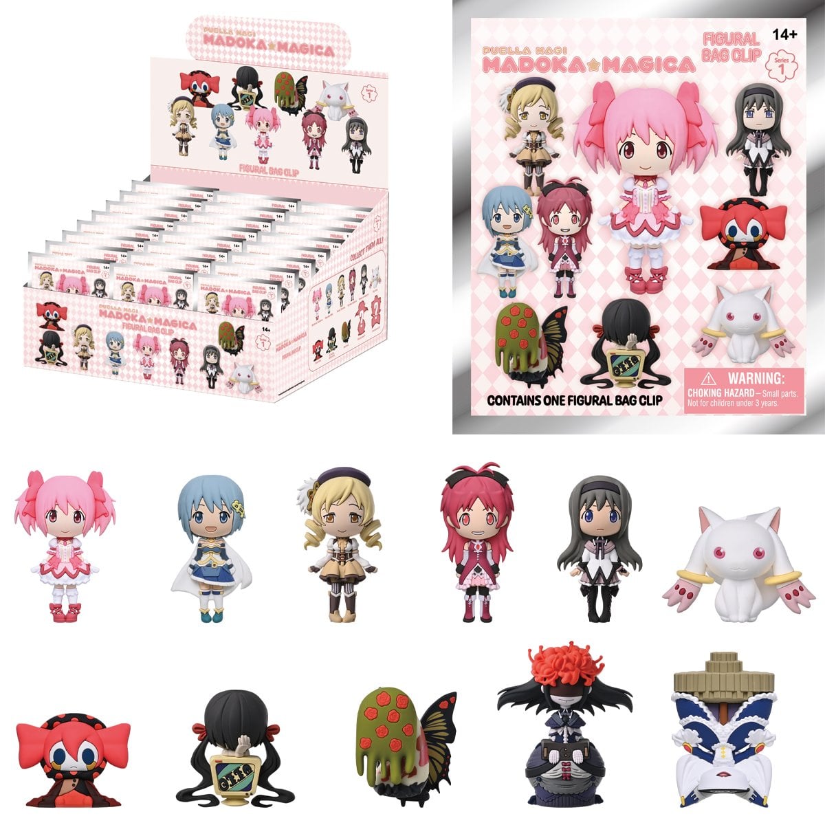 Puella Magi Madoka Magica 3D Foam Bag Clip Display Case of 24