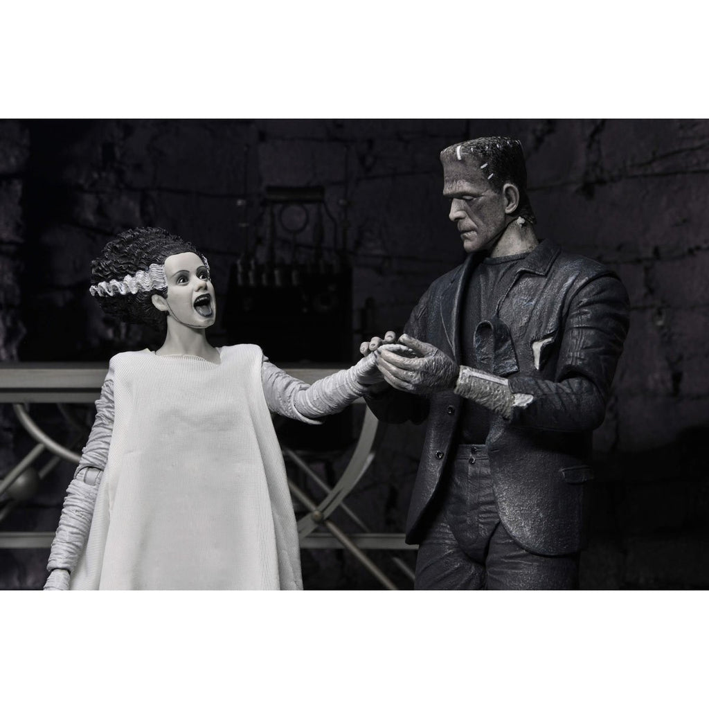 Universal Monsters Bride of Frankenstein 90th Ann. The Monster & His Mate (B&W Version) 7-In Scale Action Figure 2-Pack