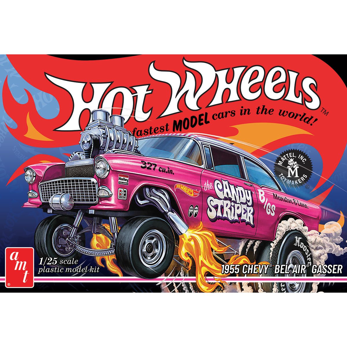 Hot Wheels 1955 Chevy Bel Air Sedan Gasser Candy Striper 1:25 Scale Model Kit