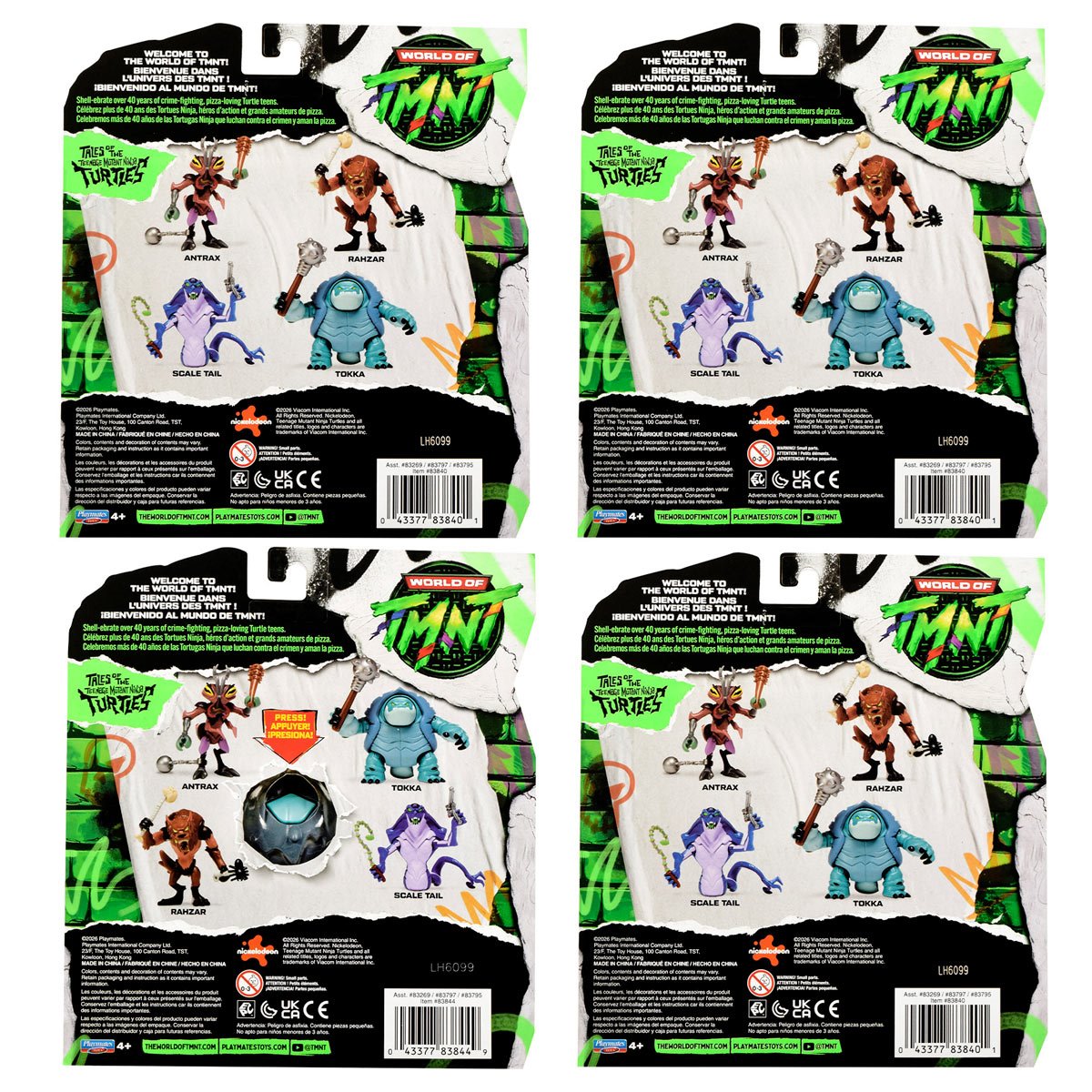Tales of the Teenage Mutant Ninja Turtles Mutants Antrax Scale Tail Tokka Rahzar Action Figure 4-Pack