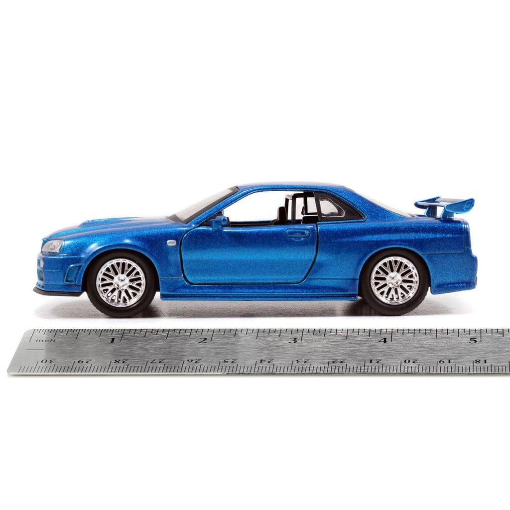 Fast and Furious Brian's Nissan Skyline GT-R R34 Silver and GT-R R34 Blue 1:32 Scale Die-Cast Metal Vehicle  2-Pack