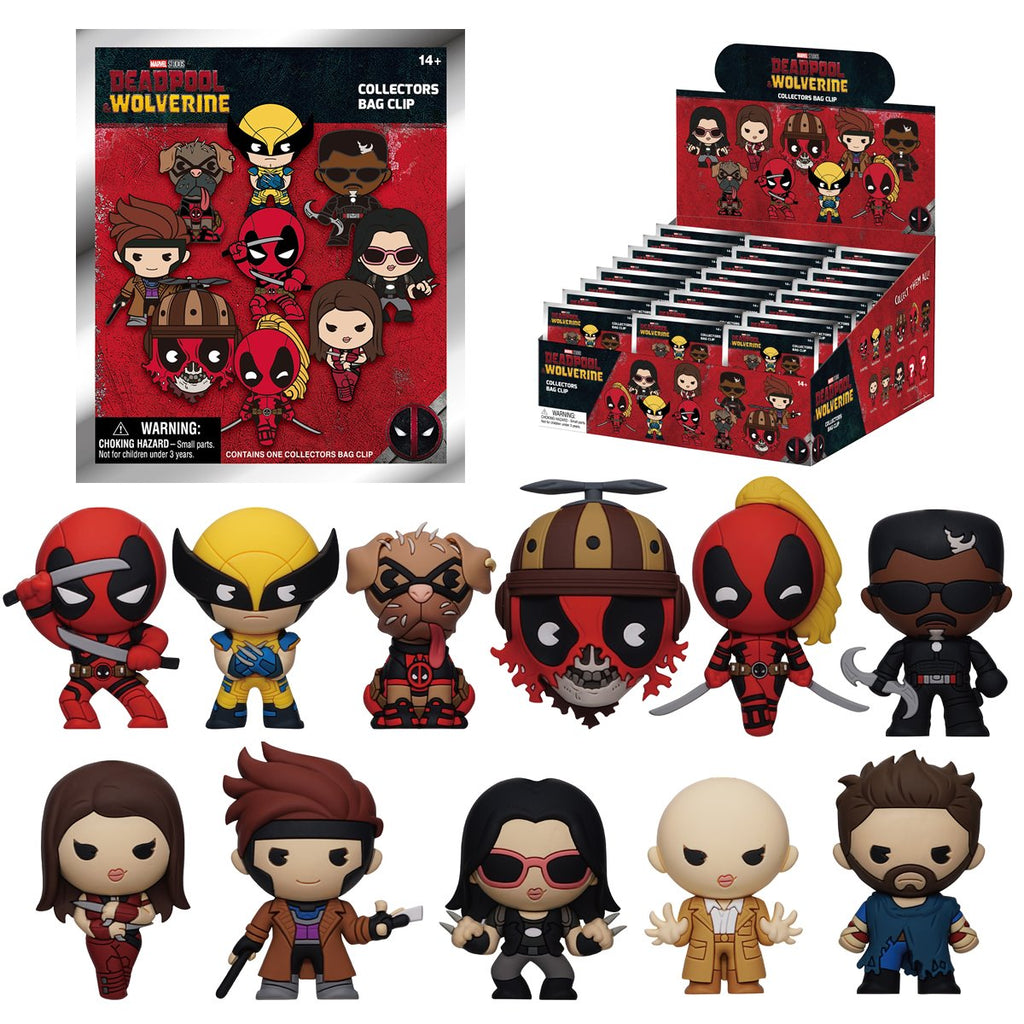 Deadpool and Wolverine 3D Foam Bag Clip Display Case of 24