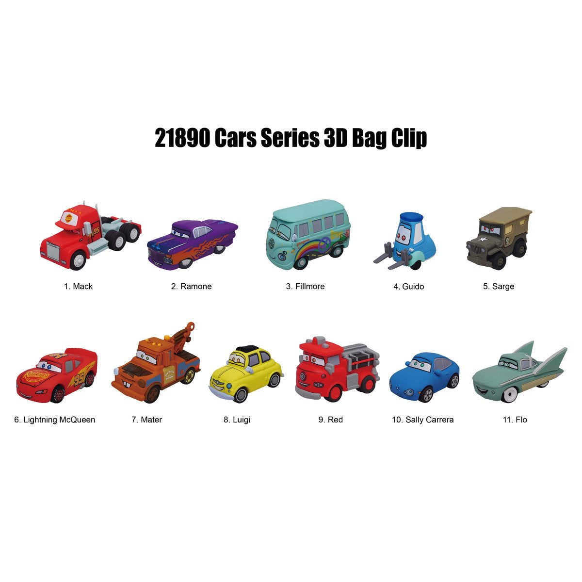 Cars 3D Foam Bag Clip Display Case of 24