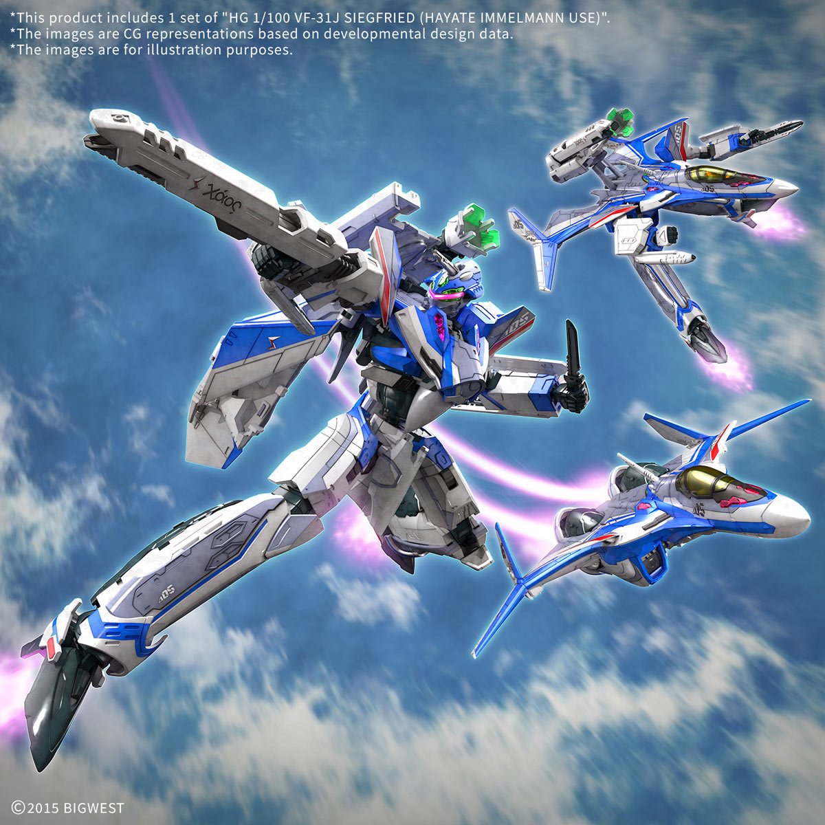 Macross VF-31J Siegfried Hayate Immelmann High Grade 1:100 Scale Model Kit