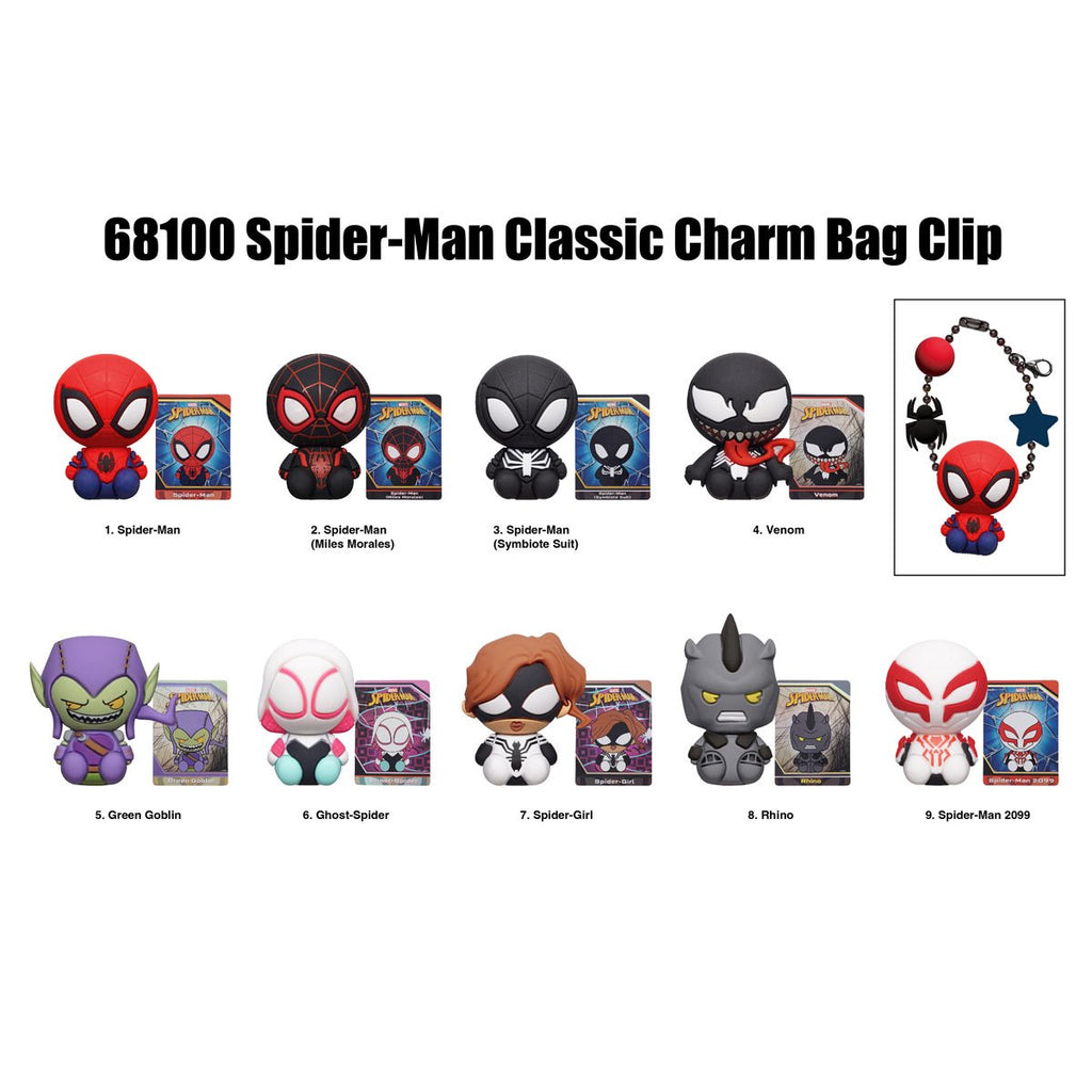 Spider-Man 3D Foam Charm Bag Clip Random 6-Pack