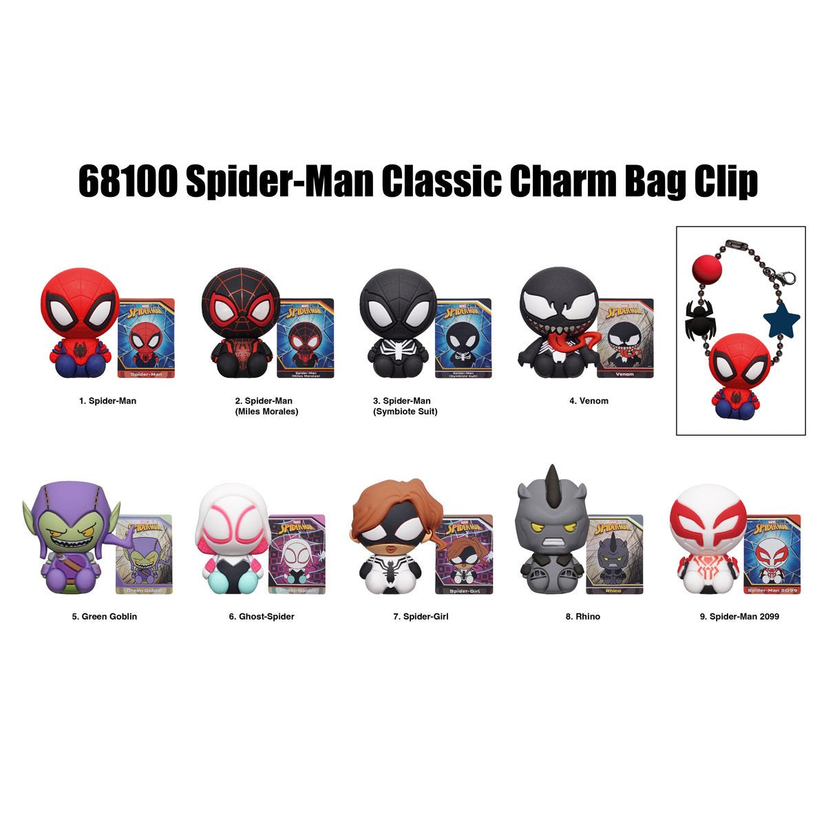 Spider-Man 3D Foam Charm Bag Clip Random 6-Pack