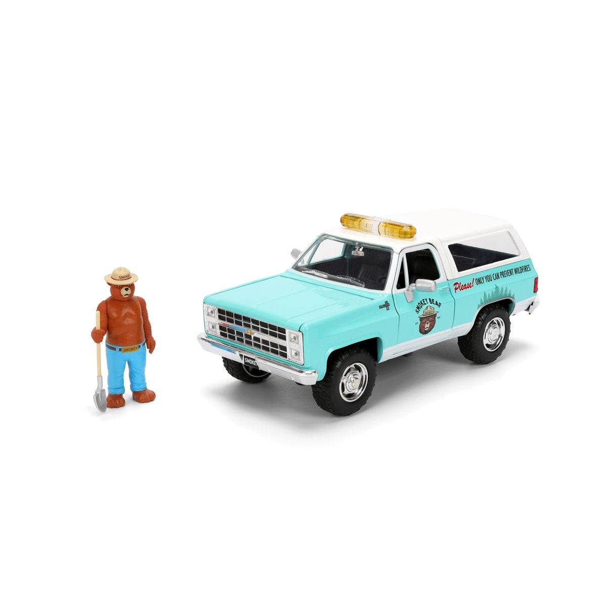 Hollywood Rides Smokey Bear 1980 Chevrolet Blazer 1:24 Scale Die-Cast Metal Vehicle with Smokey Bear Figure