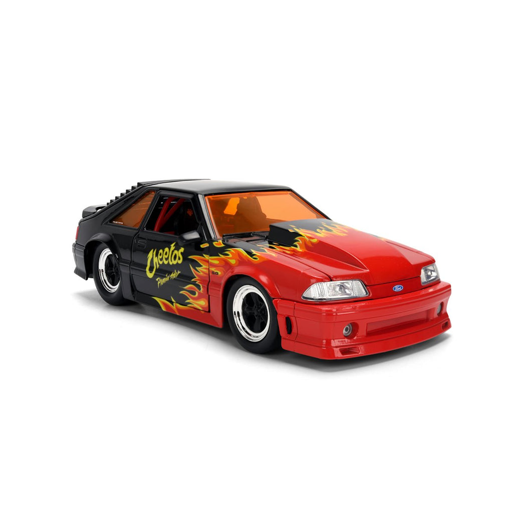 Hollywood Rides Cheetos Flamin' Hot 1989 Ford Mustang GT 1:24 Scale Die-Cast Metal Vehicle with Chester Cheetah Figure