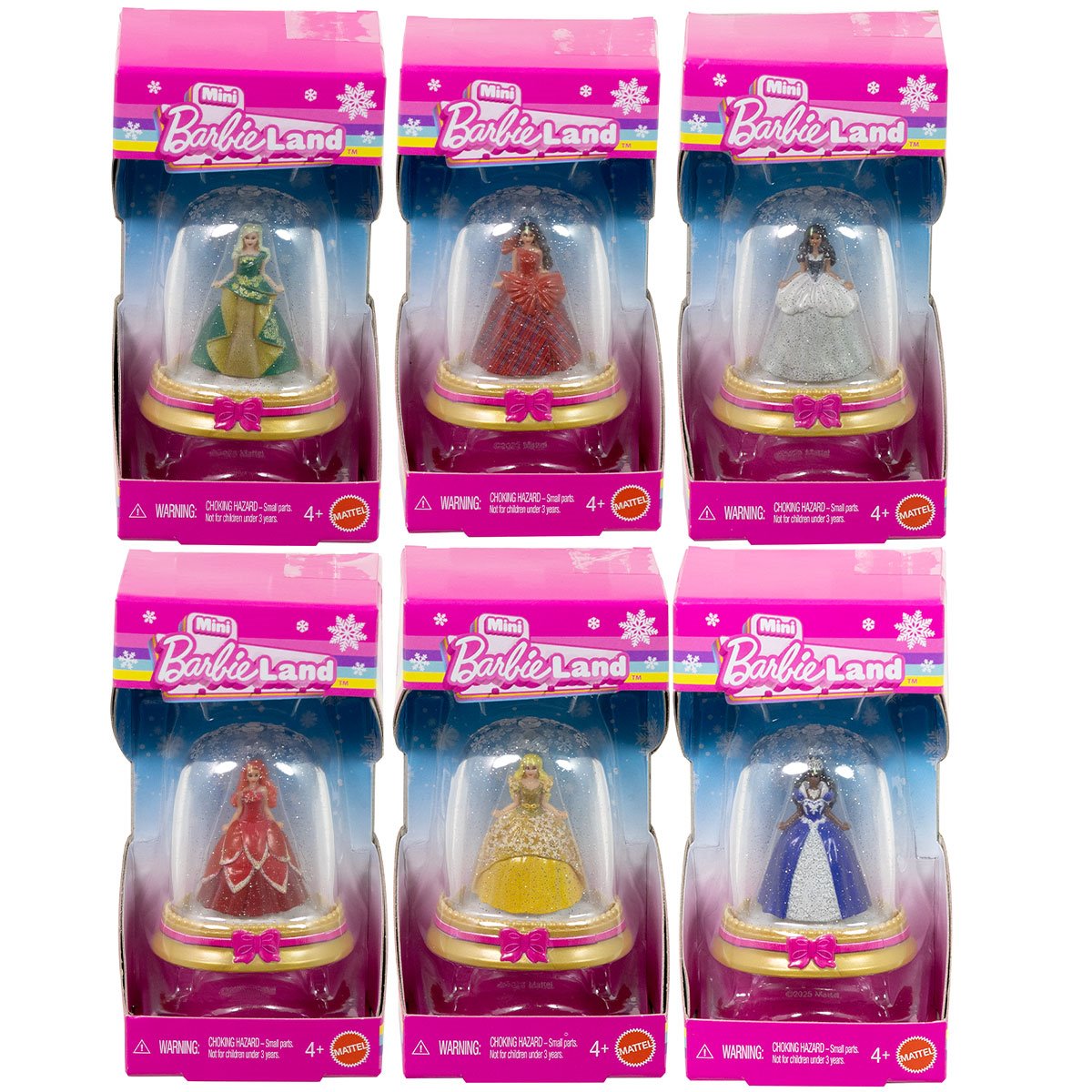 Mini BarbieLand Holiday Doll and Snow Globe Playset Case of 6