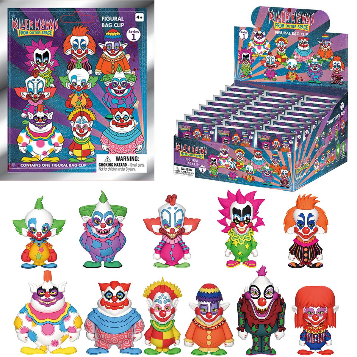 Killer Klowns From Outer Space Series 1 3D Foam Bag Clip Random 6-Pack