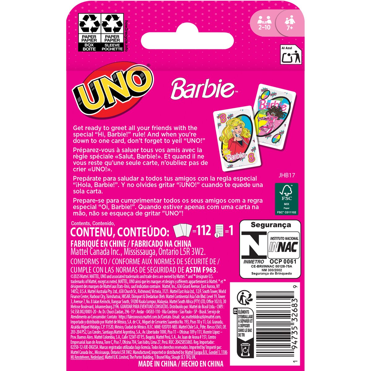 Barbie UNO Card Game