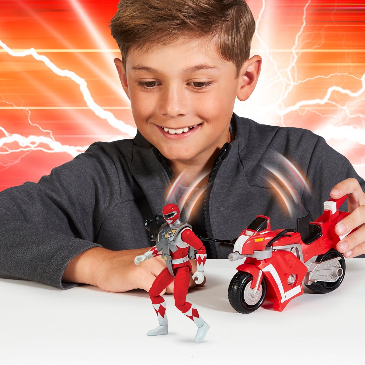 Mighty Morphin Power Rangers: Re-Ignition Tyrannosaurus Battle Bike Vehicle with Red Ranger Action Figure