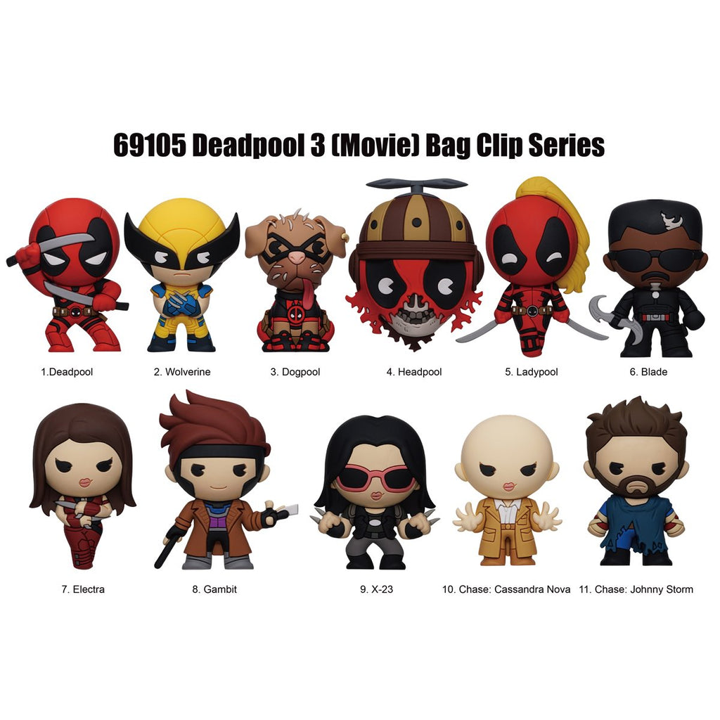 Deadpool and Wolverine 3D Foam Bag Clip Random 6-Pack