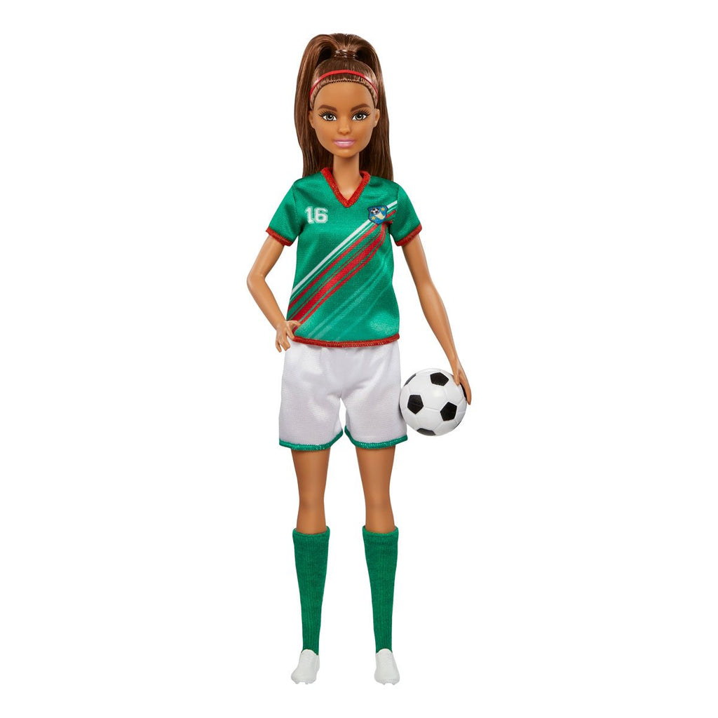 Barbie Soccer Player Doll with Green Shirt and White Shorts