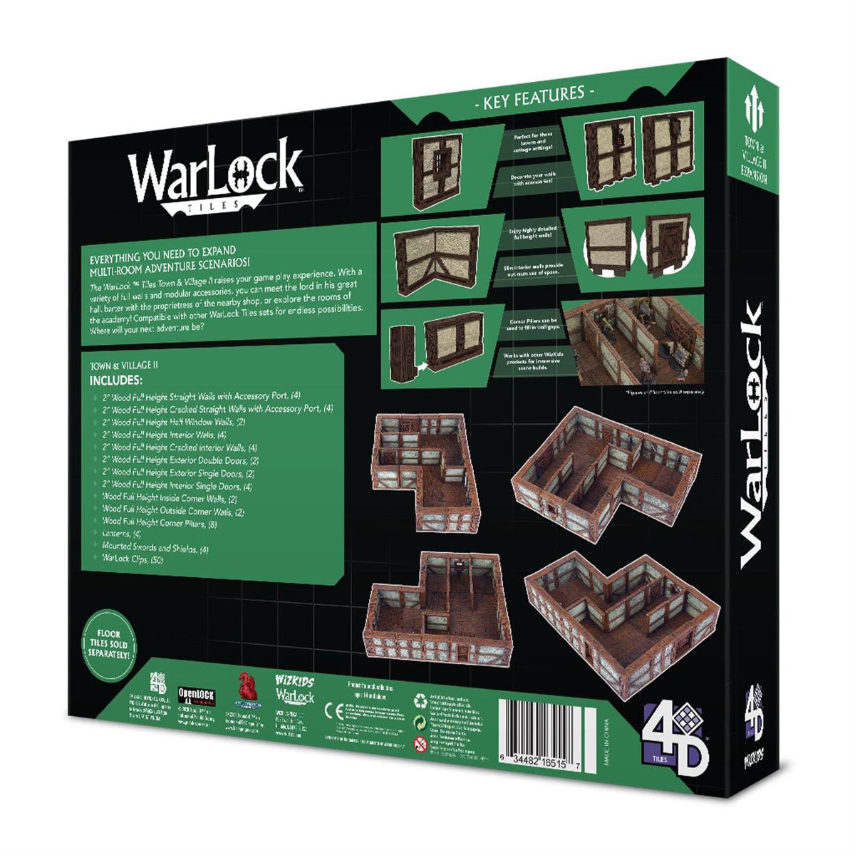 WarLock Tiles Town and Village II Full Height Plaster Walls Expansion Pack