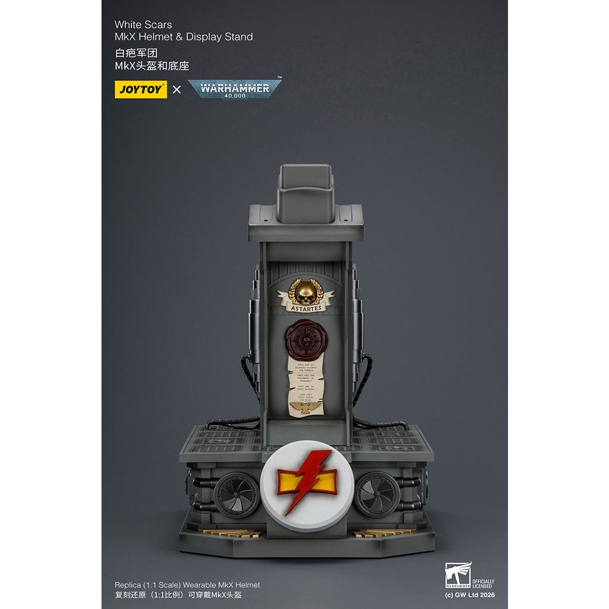 Joy Toy Warhammer 40,000 White Scars MKX 1:1 Scale Roleplay Helmet Prop Replica with Stand