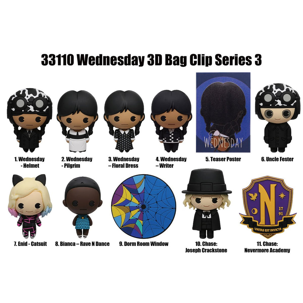 Wednesday Addams Series 3 3D Foam Bag Clip Random 6-Pack