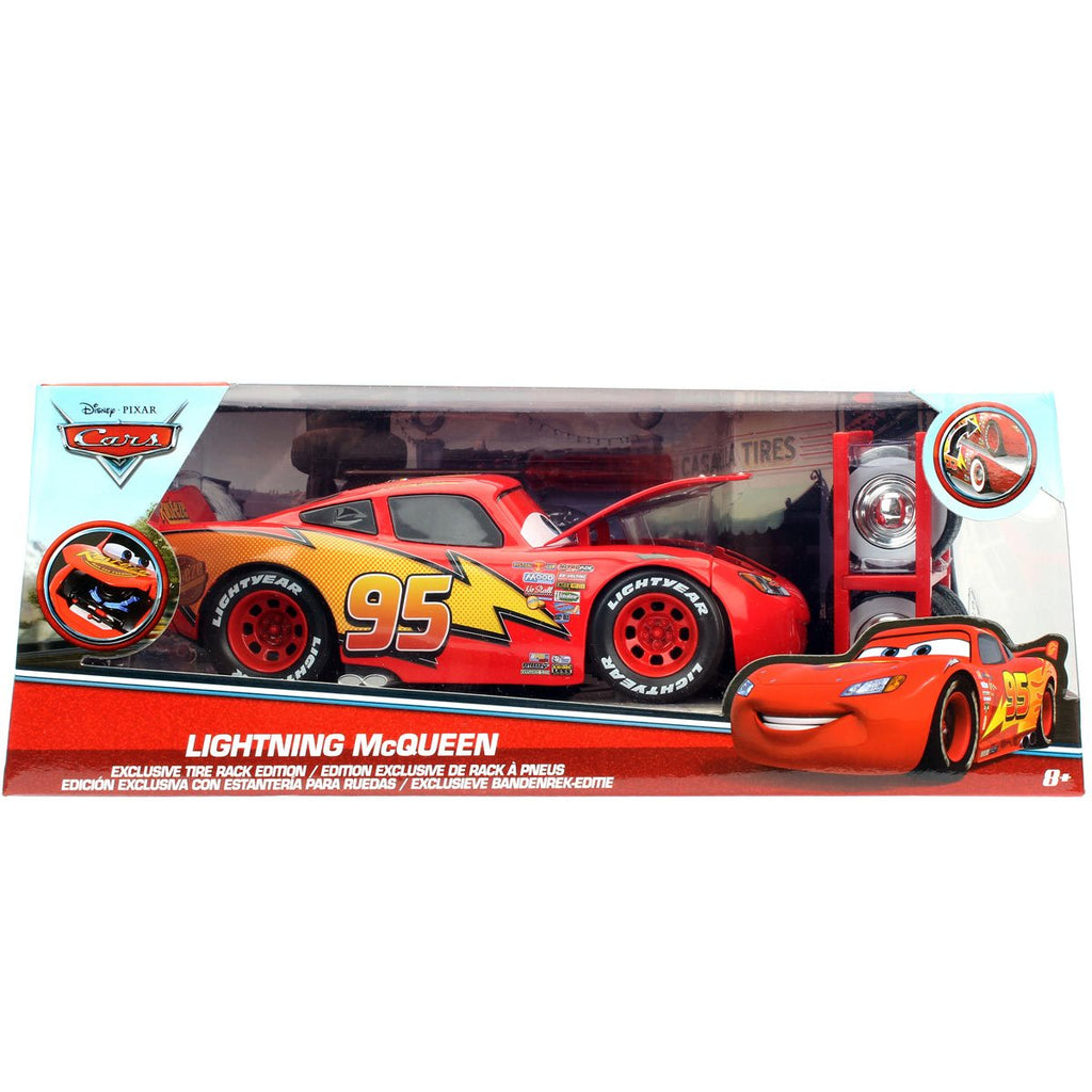Disney Pixar Cars 3 Lightning McQueen 1:24 Scale Die-Cast Metal Vehicle with Tire Rack