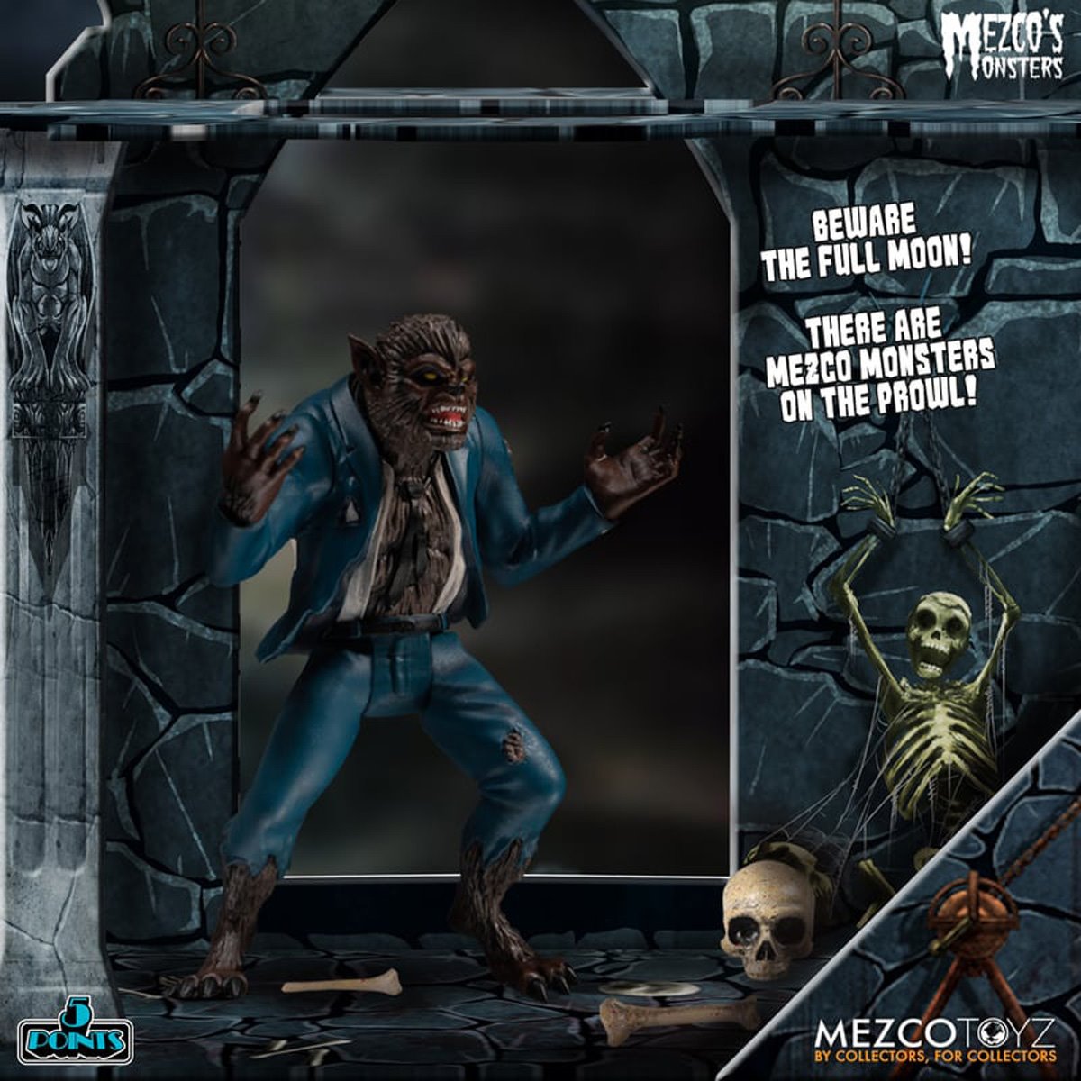 Mezco's Monsters Tower of Fear 5 Points Action Figures Deluxe Playset