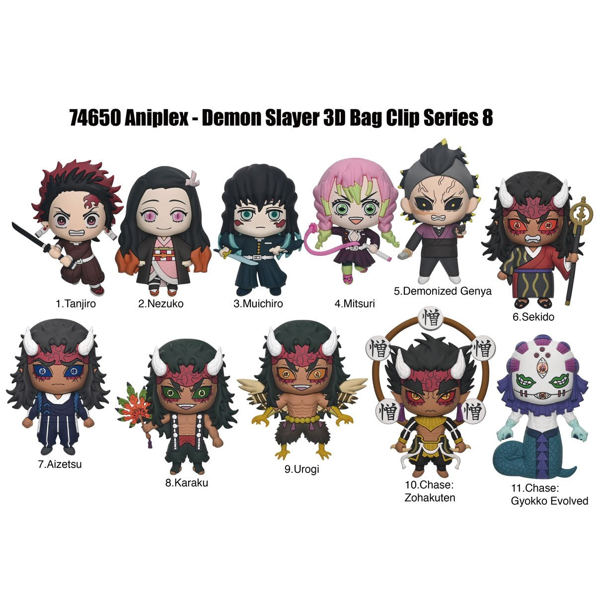 Demon Slayer Series 8 3D Foam Bag Clip Display Case of 24