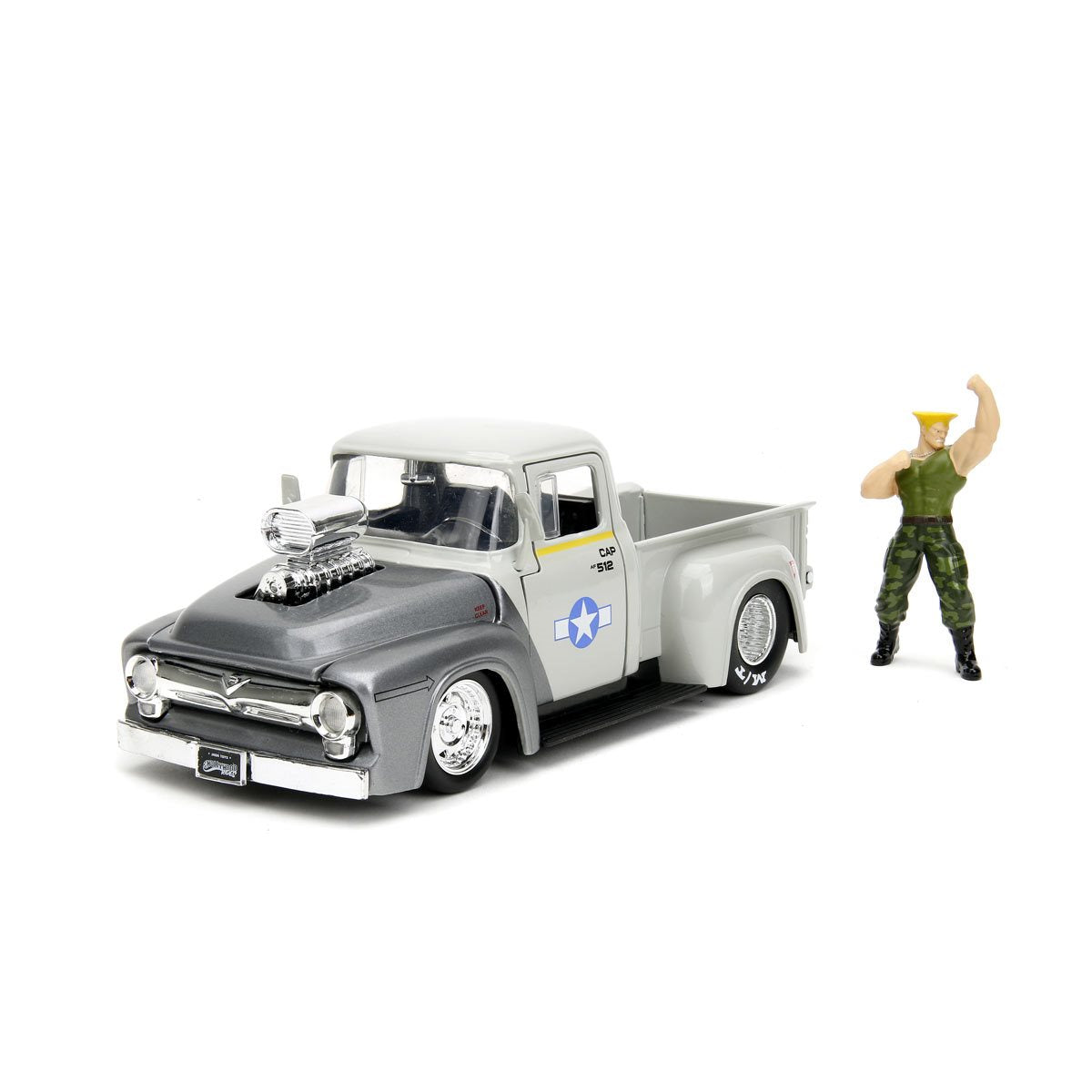 Hollywood Rides Street Fighter Guile 1956 Ford F100 1:24 Scale Die-Cast Metal Vehicle with Figure