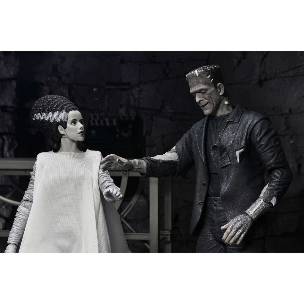Universal Monsters Bride of Frankenstein 90th Ann. The Monster & His Mate (B&W Version) 7-In Scale Action Figure 2-Pack