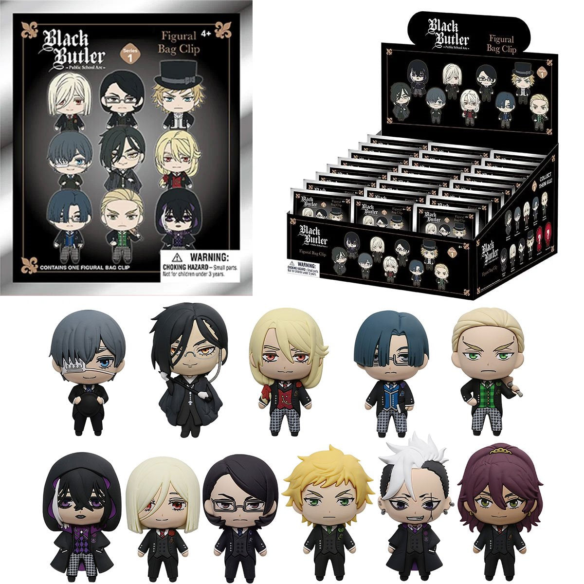 Black Butler 3D Foam Bag Clip Display Case of 24