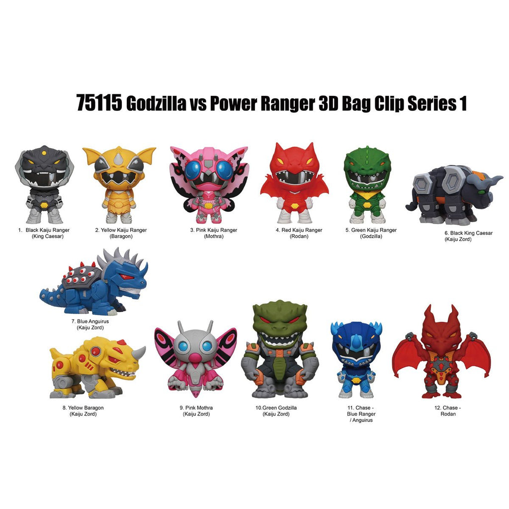 Godzilla vs. Mighty Morphin Power Rangers 3D Foam Bag Clip Display Case of 24