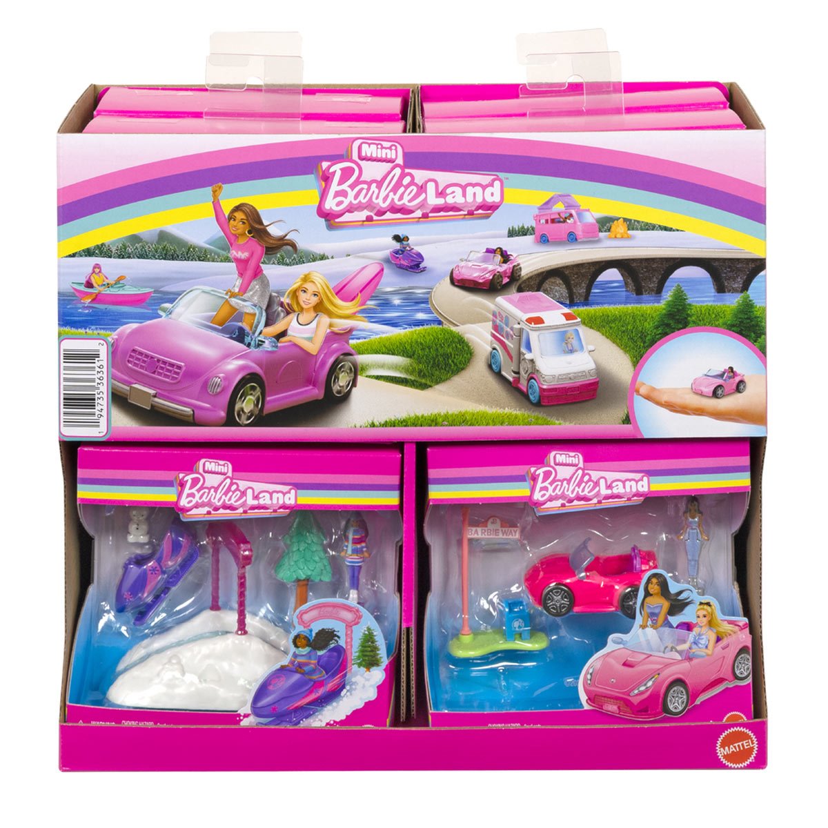 Mini BarbieLand Doll and Vehicle Playset Display Case of 8