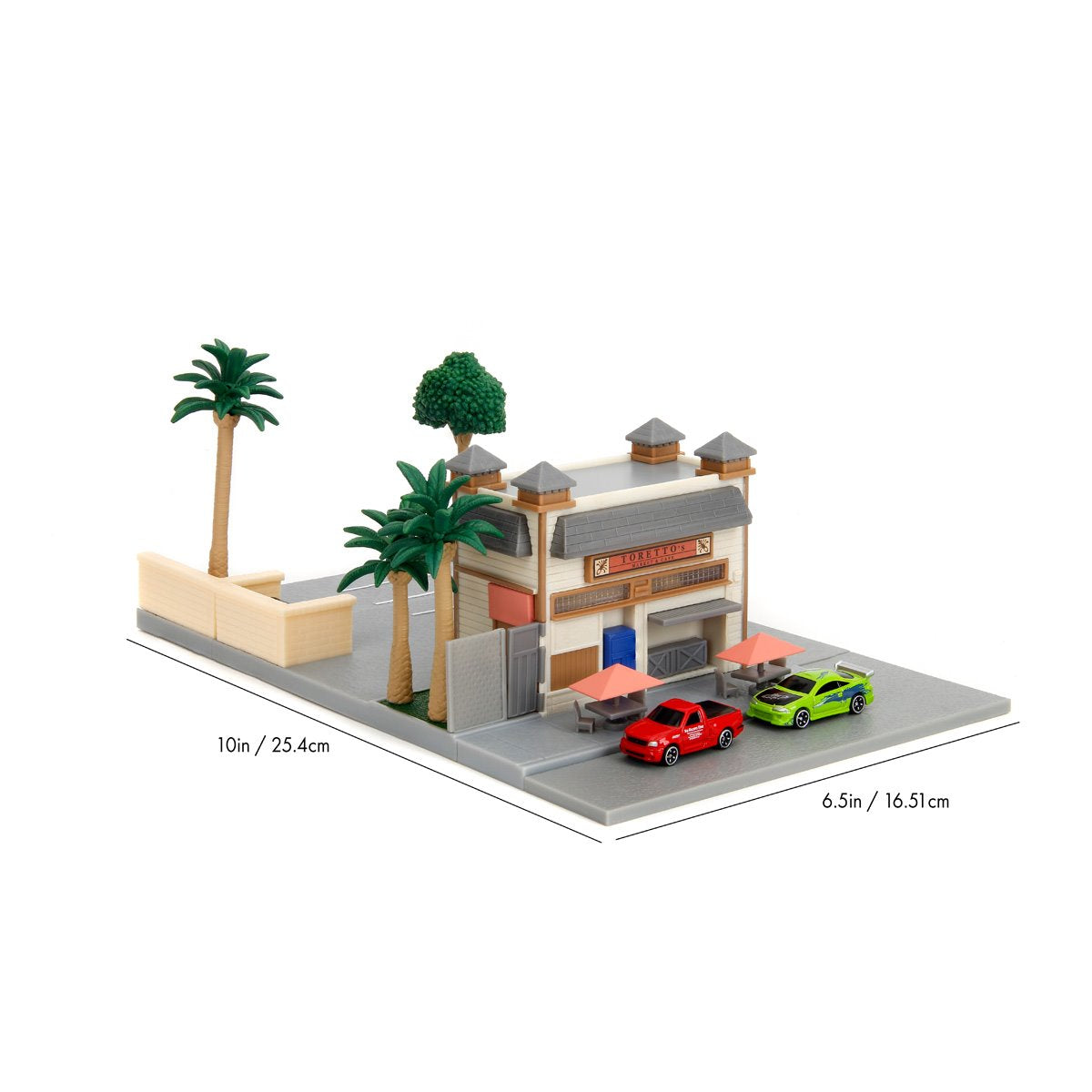 Fast and Furious Torreto's Cafe Hollywood Rides Nano Scene Diorama with Vehicles