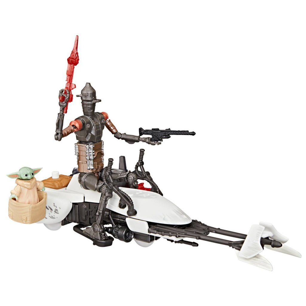 Star Wars Epic World of Action IG-11 & Grogu Speeder Bike, 4-Inch Scale Action Figures & Vehicle Set