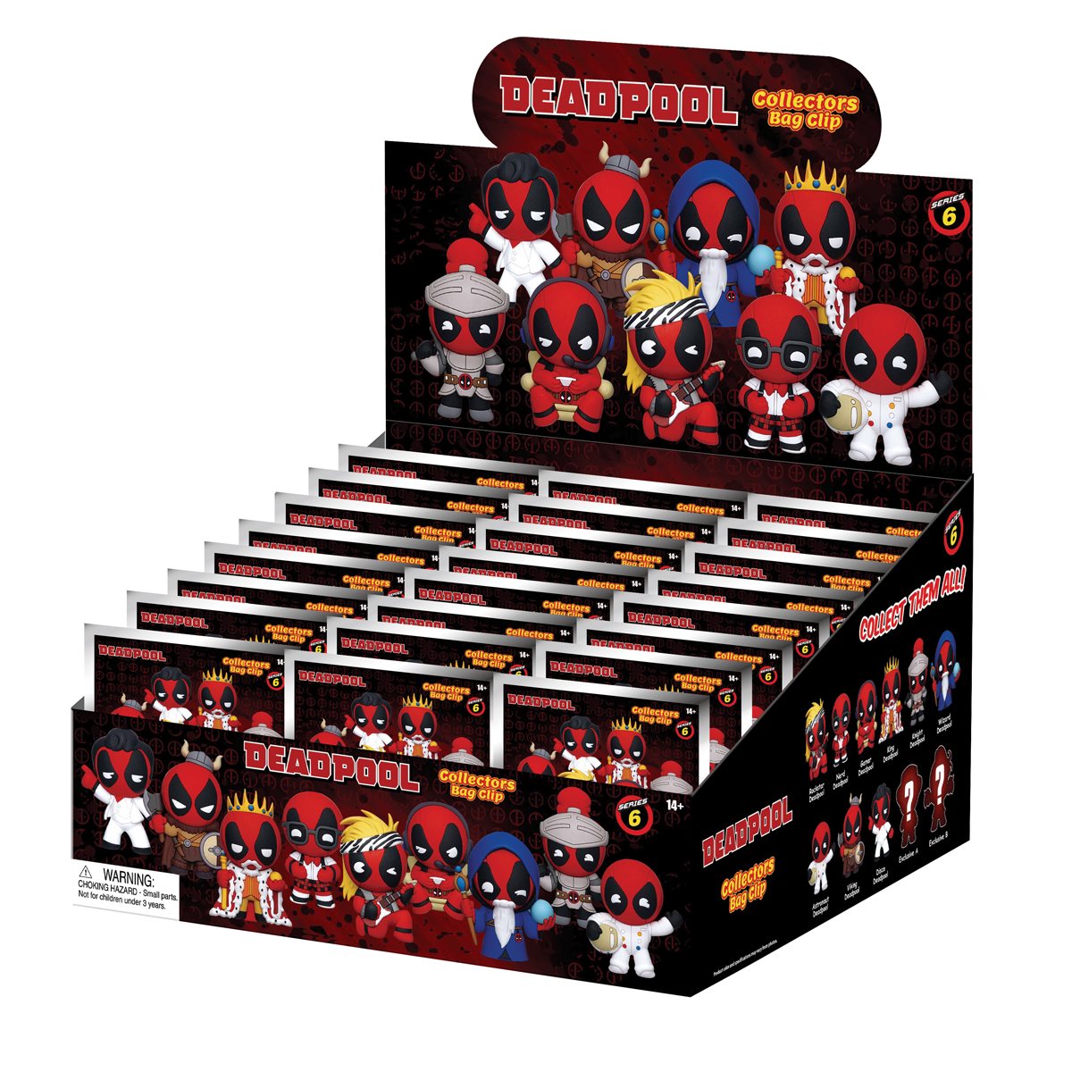 Deadpool Series 6 3D Foam Bag Clip Display Case of 24