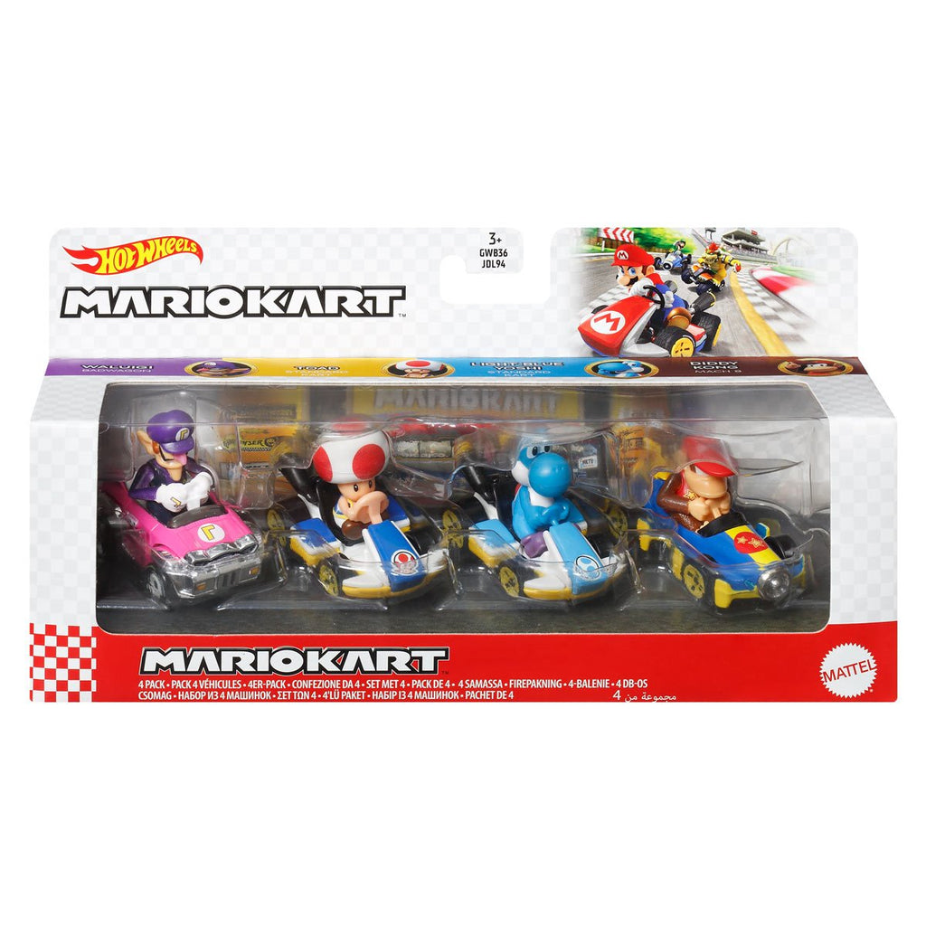 Mario Kart Hot Wheels 2025 Mix 2 Vehicle 4-Pack Case of 3