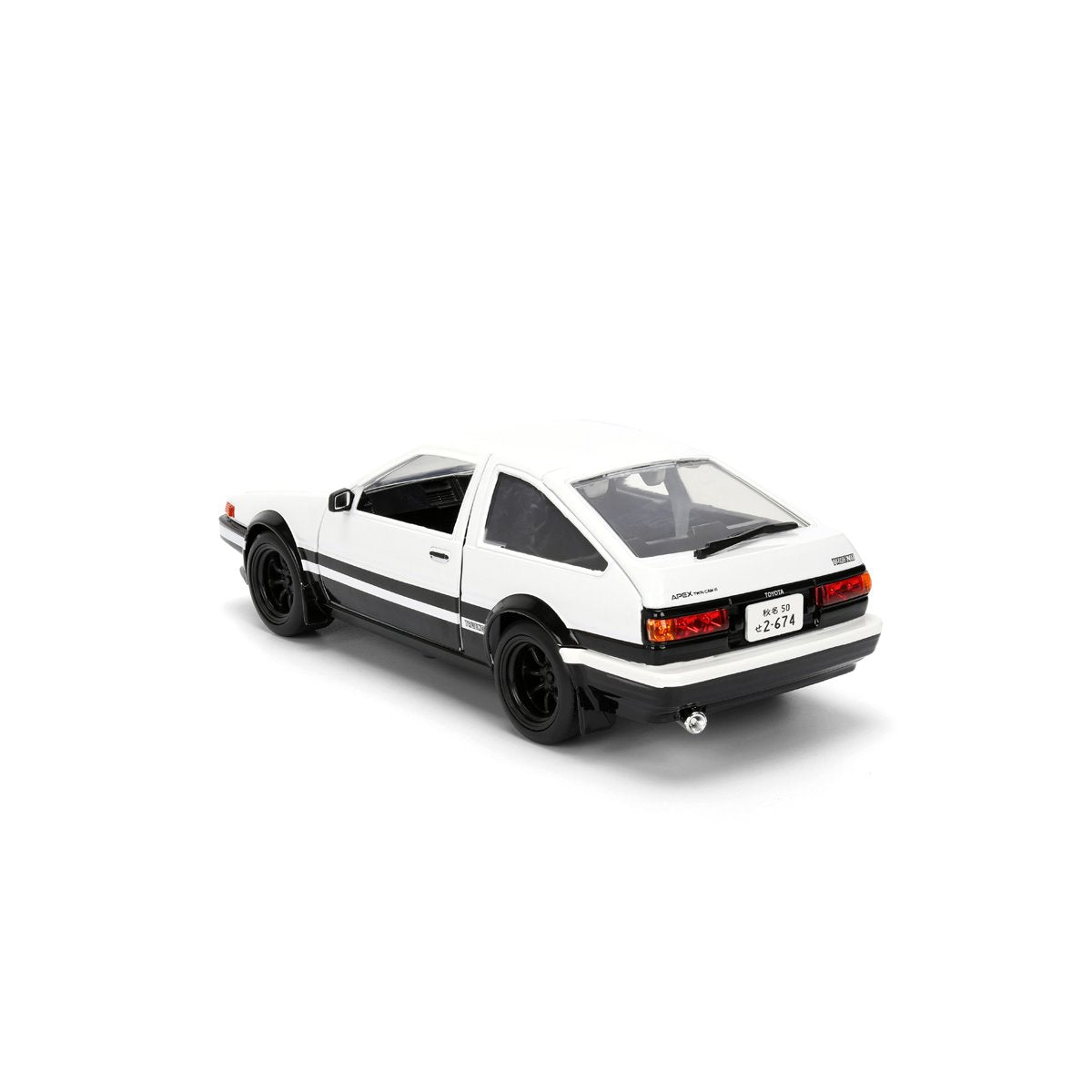 Hollywood Rides Initial D 1986 Toyota Trueno AE86 1:24 Scale Die-Cast Metal Vehicle with Takumi Figure