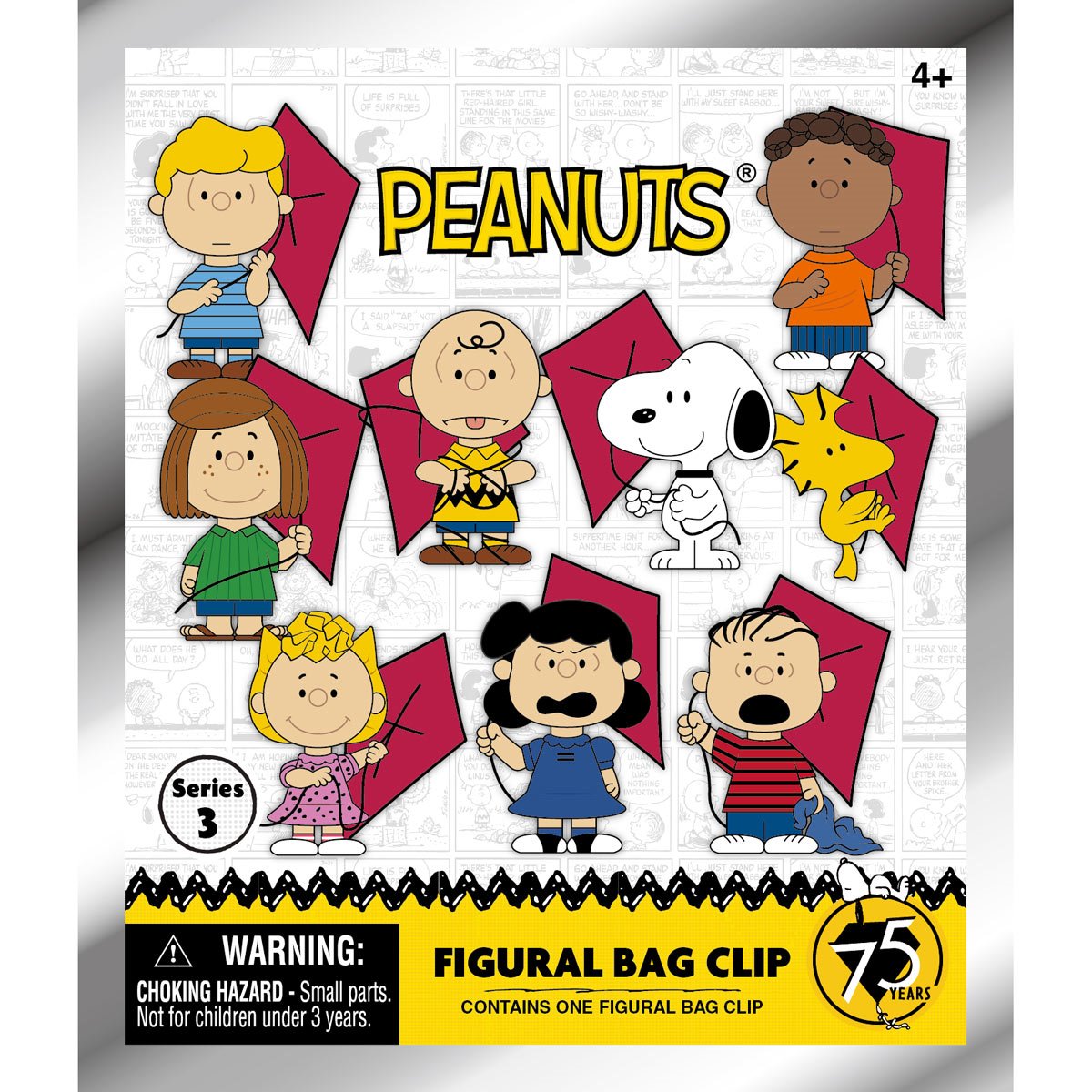 Peanuts 75th Anniversary Series 3 3D Foam Bag Clip Random 6-Pack