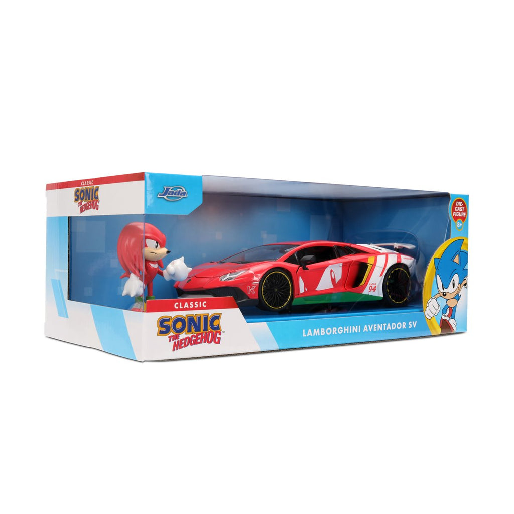 Hollywood Rides Sonic the Hedgehog Classic Lamborghini Aventador SV 1:24 Scale Die-Cast Metal Vehicle & Knuckles Figure