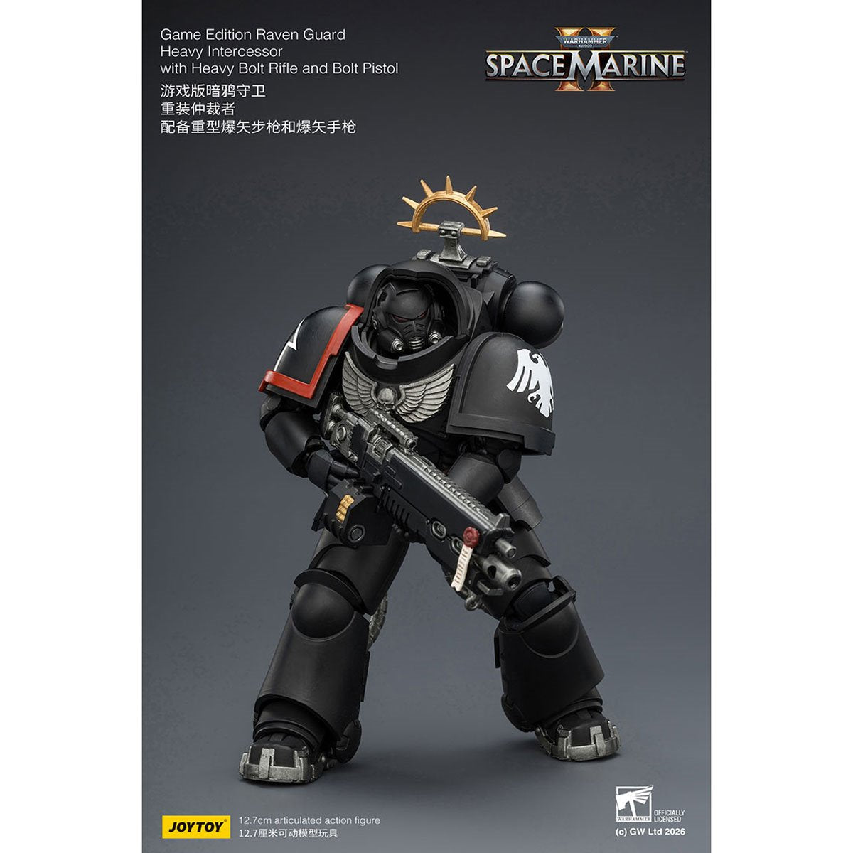 Joy Toy Warhammer 40K Space Marines Game Edition Raven Guard Intercessor Bolt Rifle & Pistol 1:18 Scale Action Figure