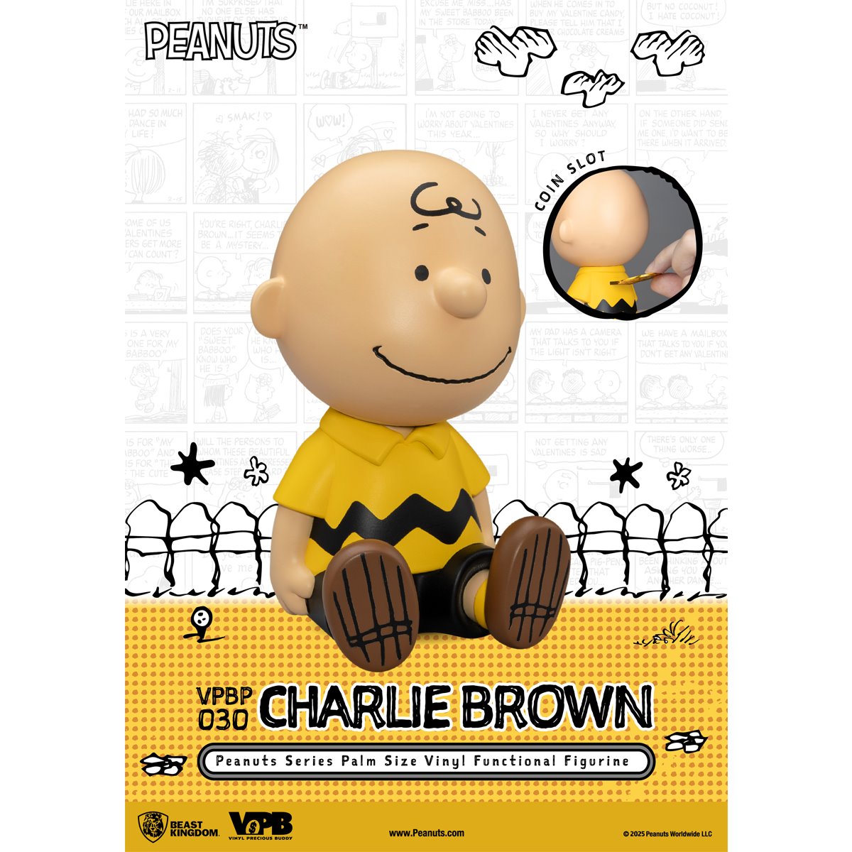 Peanuts Charlie Brown VPBP-030 Peanuts Series Palm Size Vinyl Functional Piggy Bank