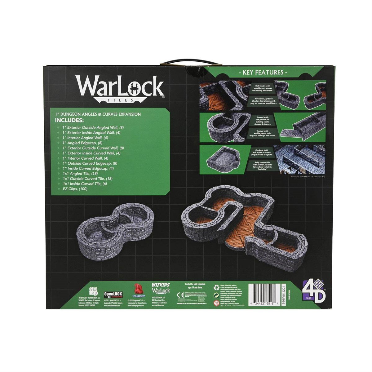 WarLock Tiles Expansion Pack 1-Inch Dungeon Angles & Curves Accessory Pack