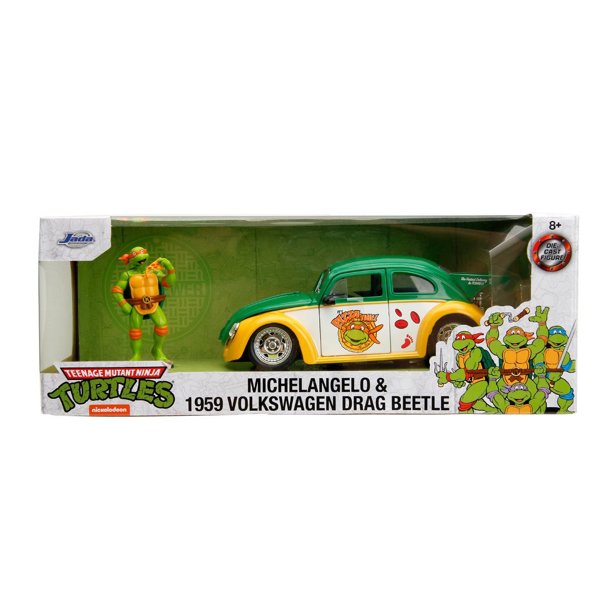 Teenage Mutant Ninja Turtles Volkswagen Beetle 1:24 Scale Die-Cast Metal Vehicle with Michelangelo Figure