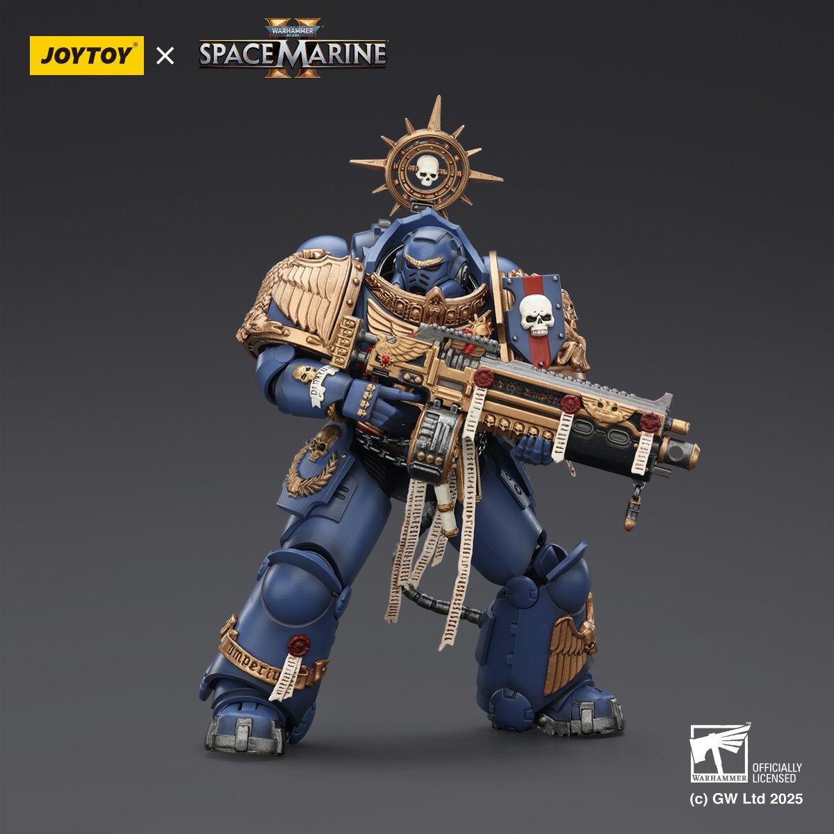 Joy Toy Warhammer Space Marine Ultramarine Heavy Relic Primus Armour and Heavy Relic Bolt Rifle 1:18 Scale Action Figure