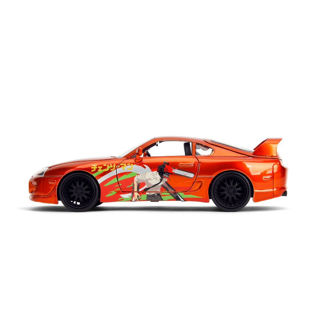 Hollywood Rides Chainsaw Man 1995 Toyota Supra 1:24 Scale Die-Cast Metal Vehicle with Chainsaw Man Figure