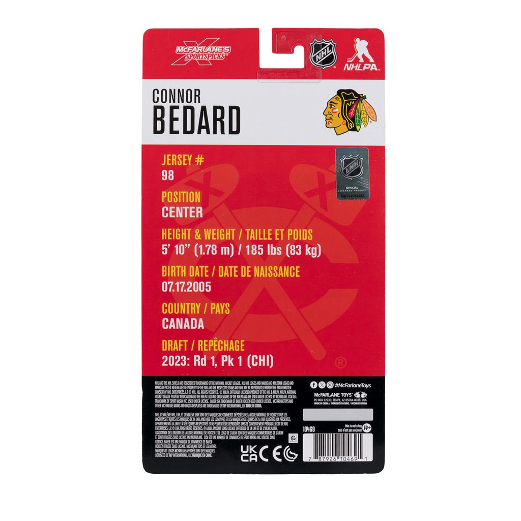 NHL McFarlanes SportsPicks Chicago Blackhawks Connor Bedard 6-Inch Scale Articulated Action Figure
