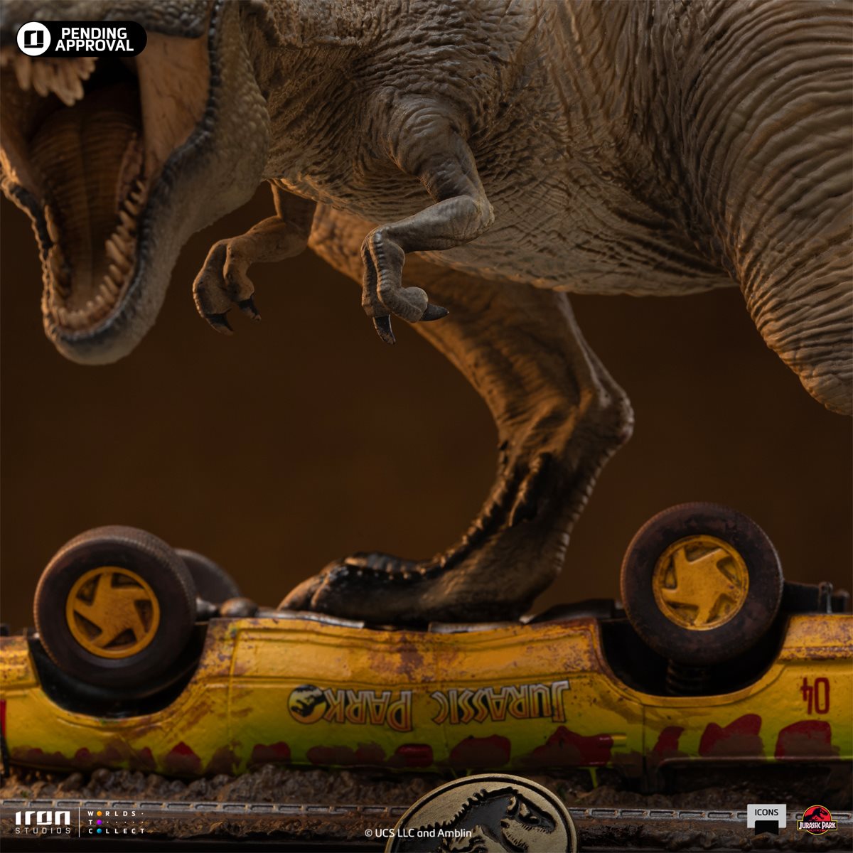 Jurassic Park T-Rex Attack Icons Statue
